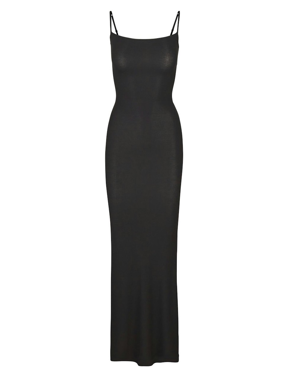 Skims Black Spaghetti-Strap Maxi Slip Dress